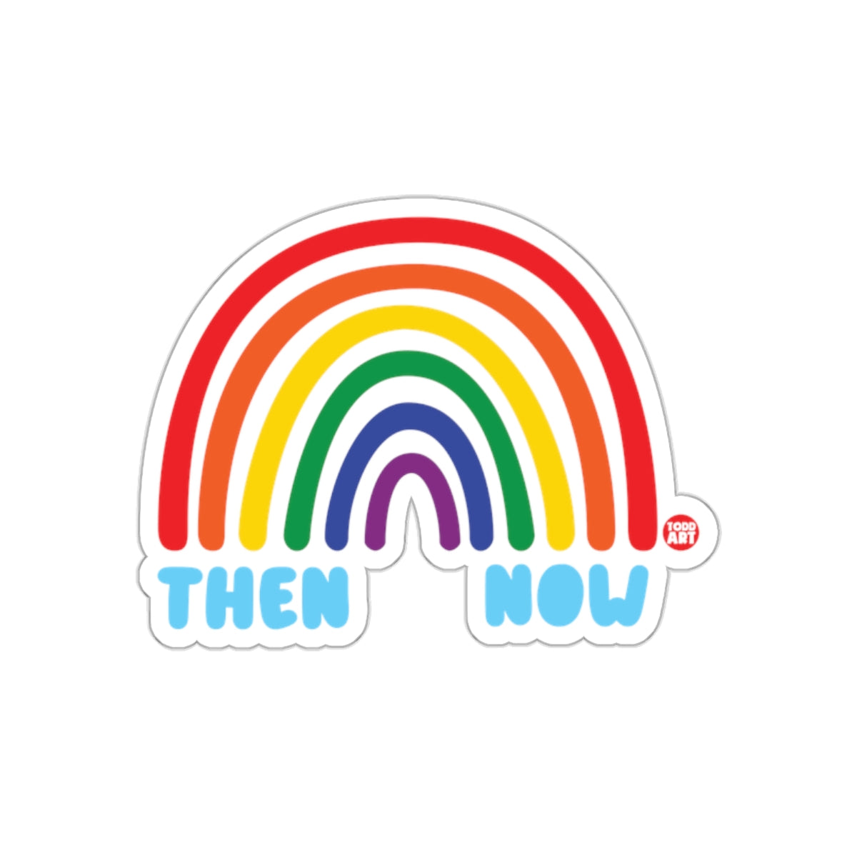 Then Now Rainbow Design Sticker Apparel Item Decoration