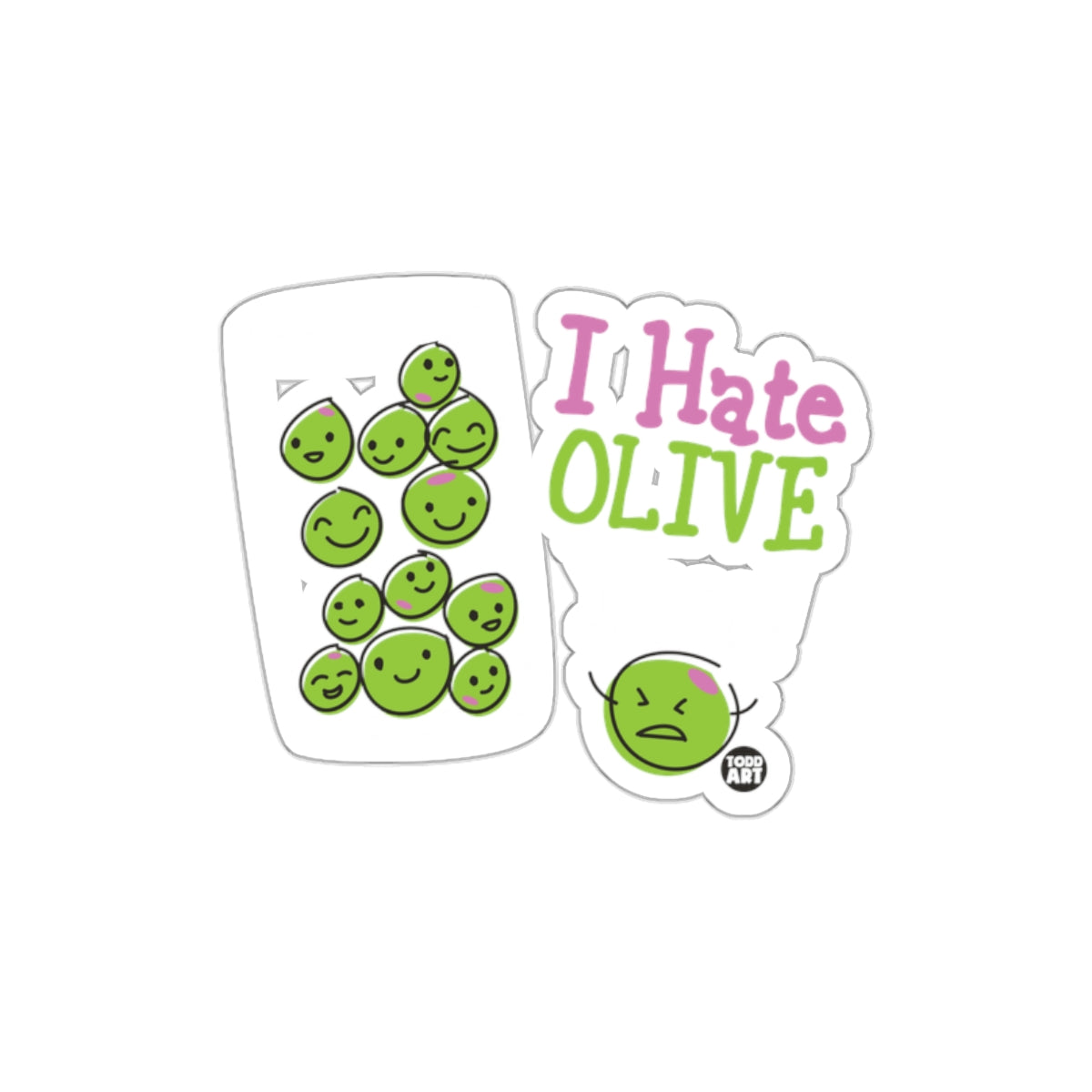 I Hate Olive Funny Green Cartoon Sticker Decals Set