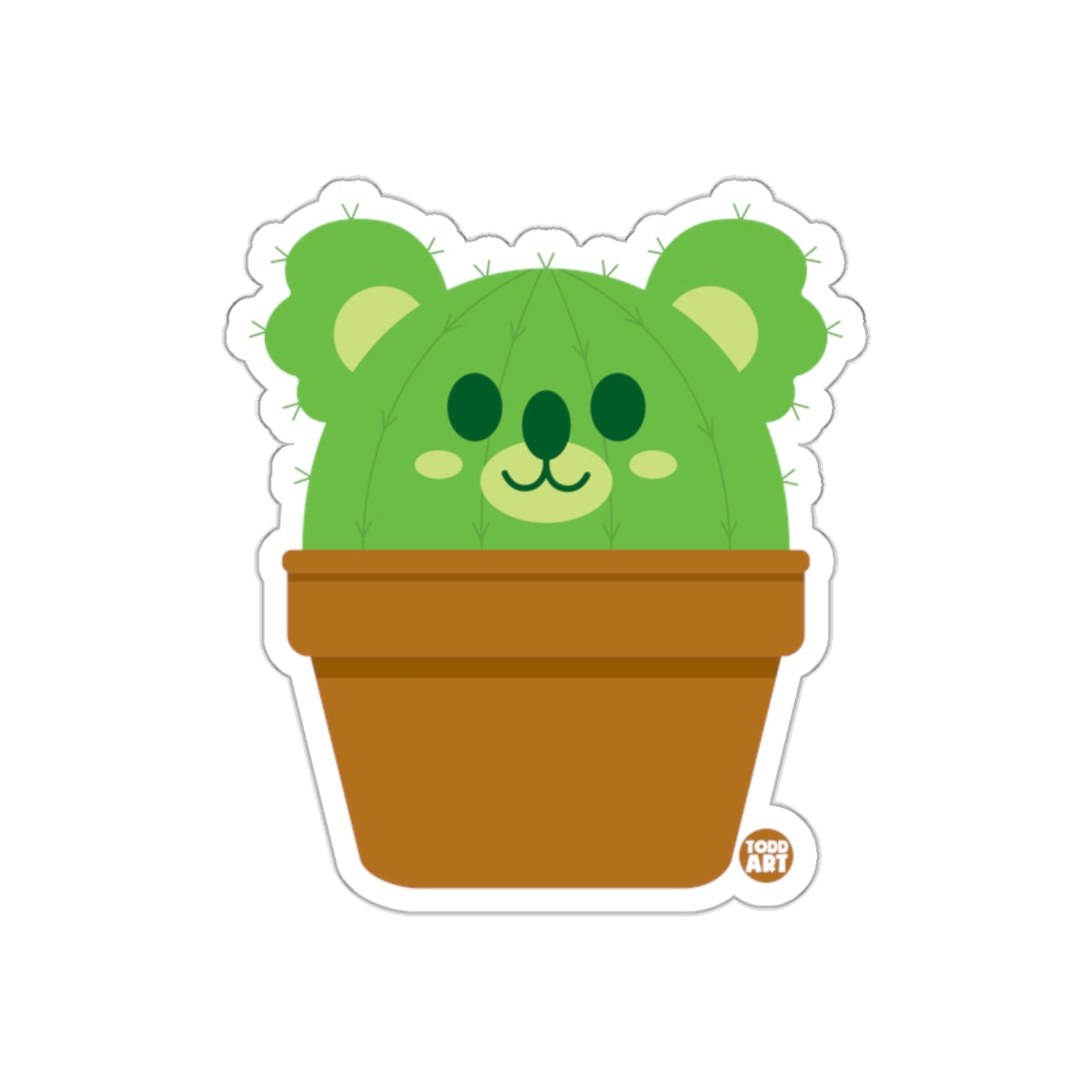 Cute Bear Cactus in a Pot Cartoon Design Sticker Product