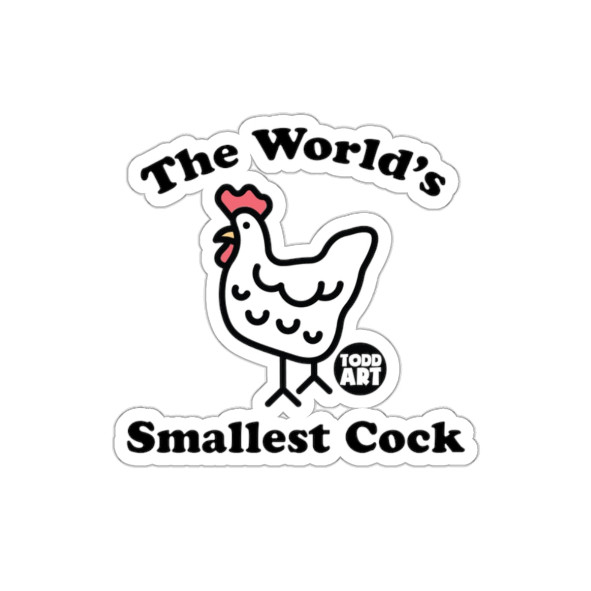The World's Smallest Cock humorous sticker product