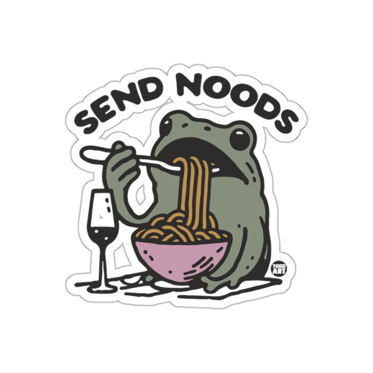 Send Noods Frog Enjoying Noodles Sticker Design