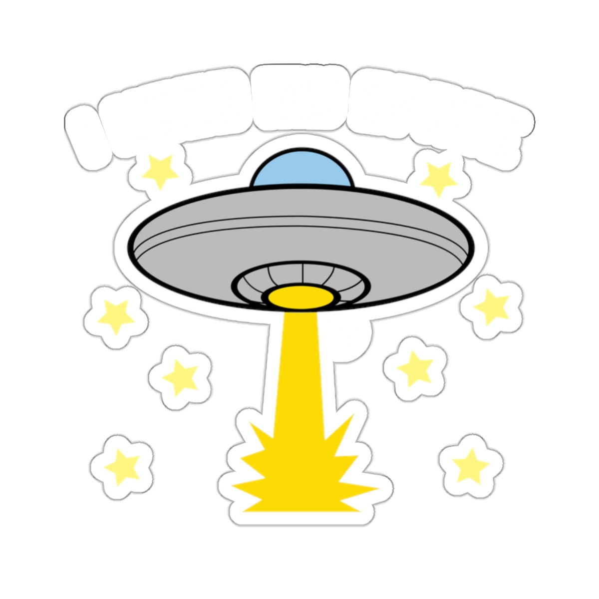 Alien Spaceship and Stars Art Sticker for Kids