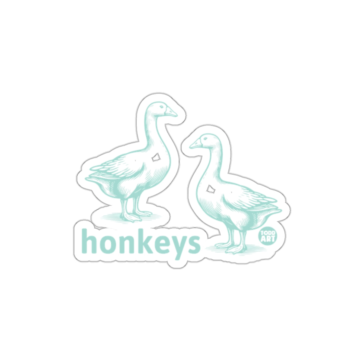 Honkeys Sticker with Two Geese Design Unique Art