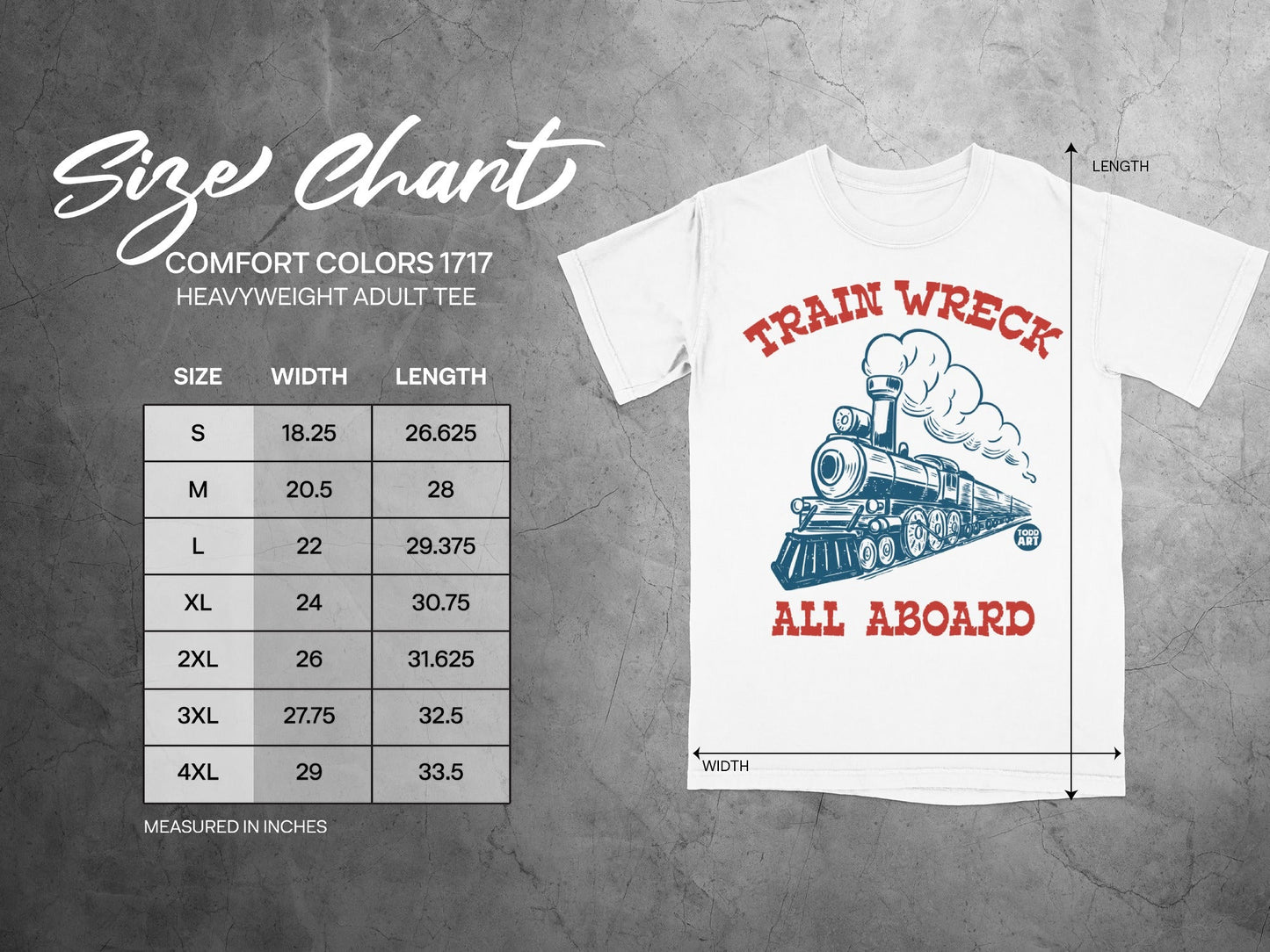 Train Wreck All Aboard Heavyweight Adult Tee