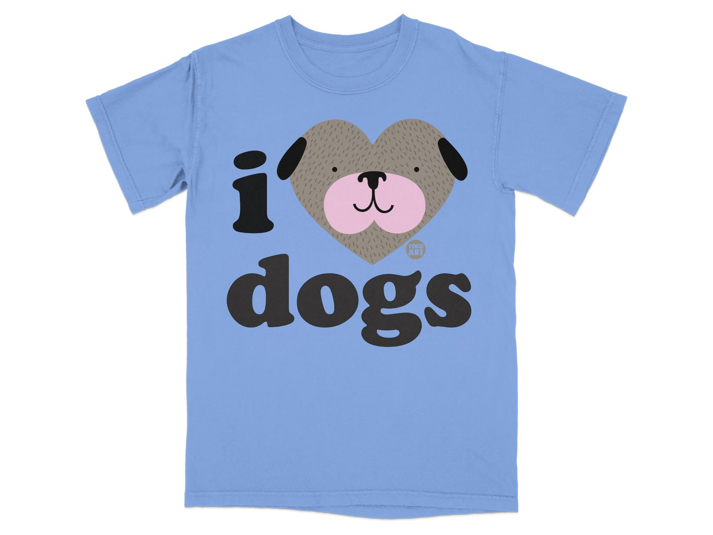 Cute Blue I Love Dogs Graphic T-Shirt for Pet Lovers