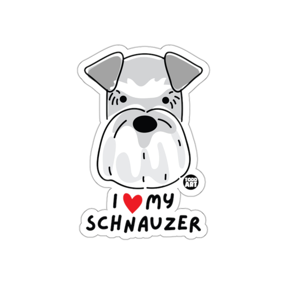 I Love My Schnauzer Fun Cartoon Style Sticker