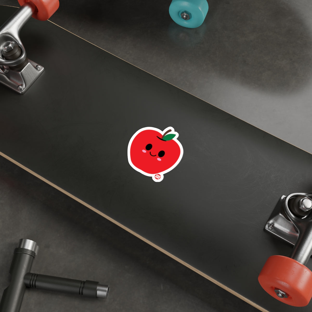 Cute Red Cartoon Apple Sticker with Smiling Face Sticker