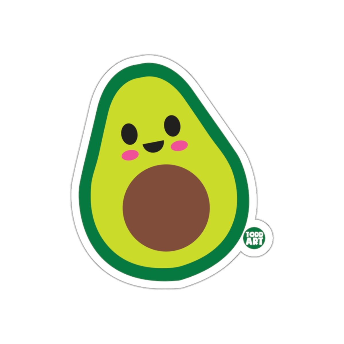Cute Smiling Avocado with Pink Cheeks Sticker