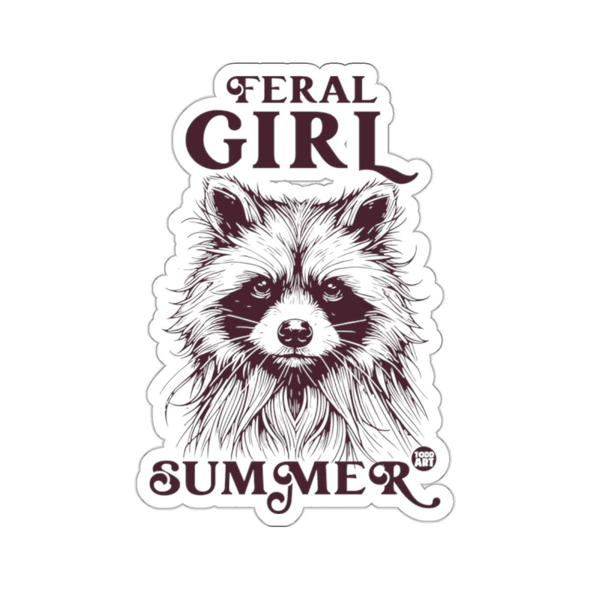 Feral Girl Summer Raccoon Illustration 
