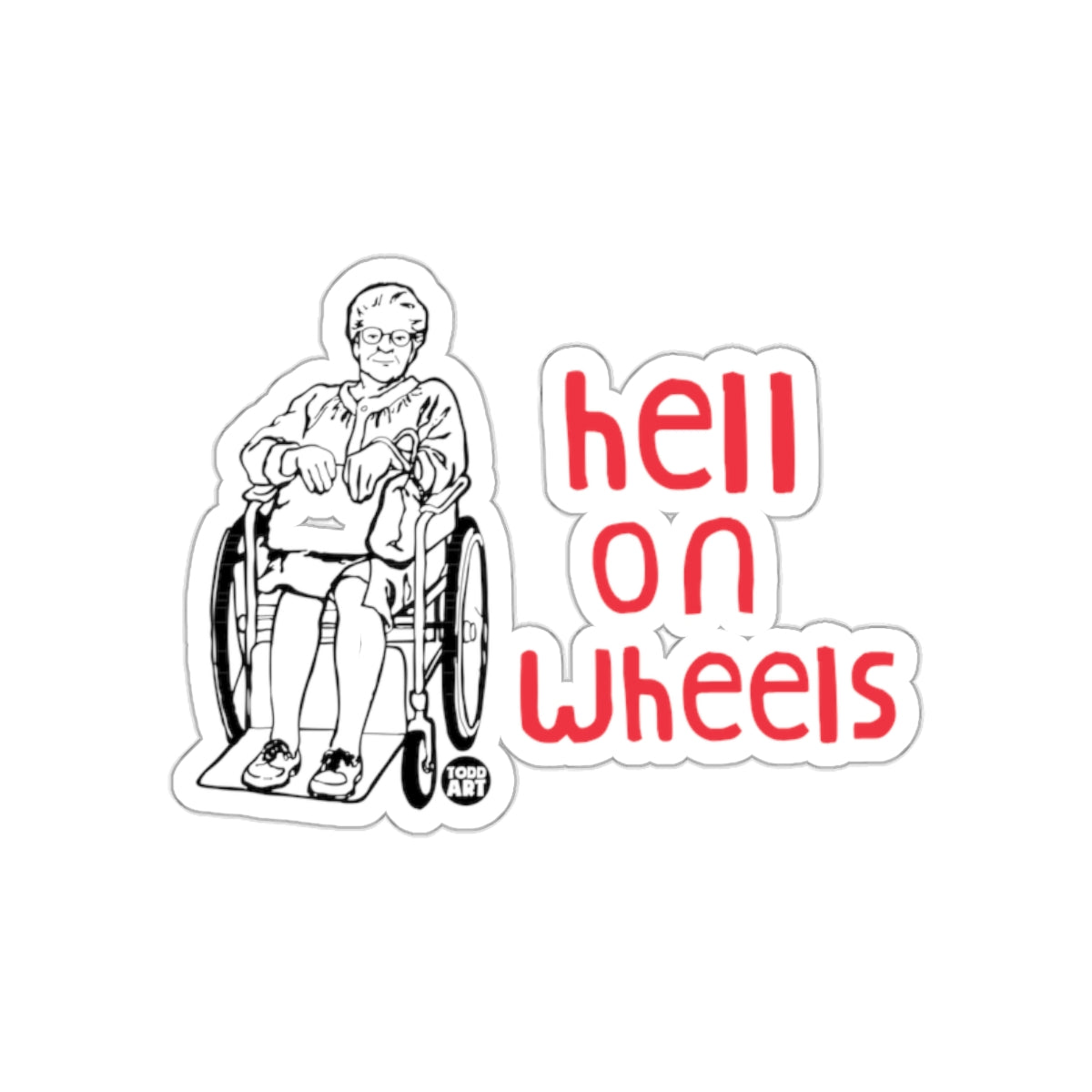 Hell On Wheels Elderly in Wheelchair Design Sticker