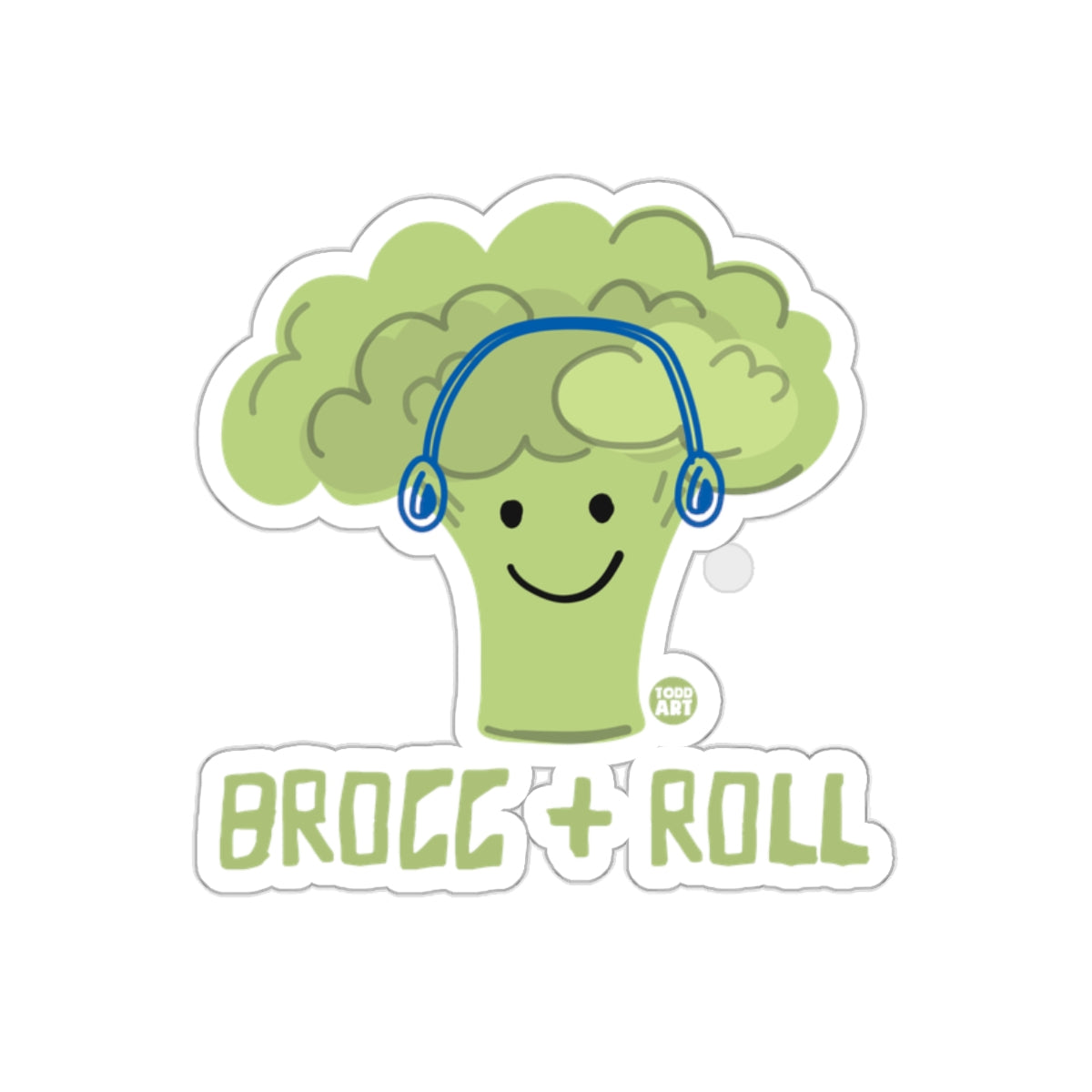 Brocc and Roll Cute Broccoli with Headphones sticker