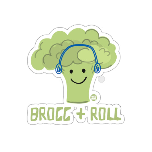 Brocc and Roll Cute Broccoli with Headphones sticker