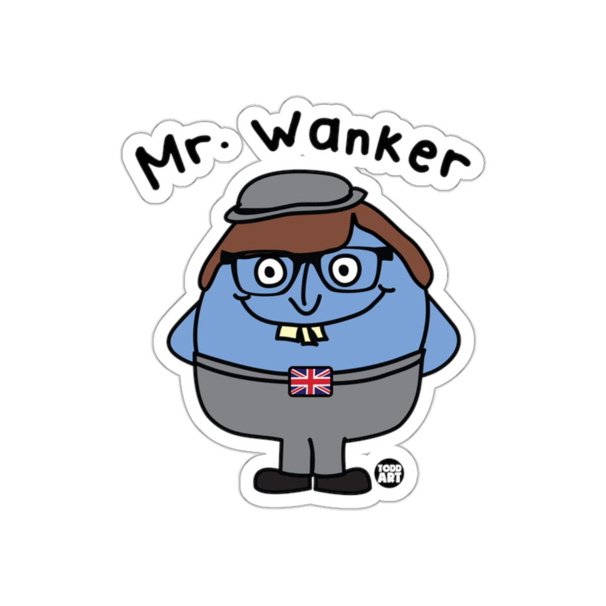 Mr. Wanker Cartoon Character Sticker Decal
