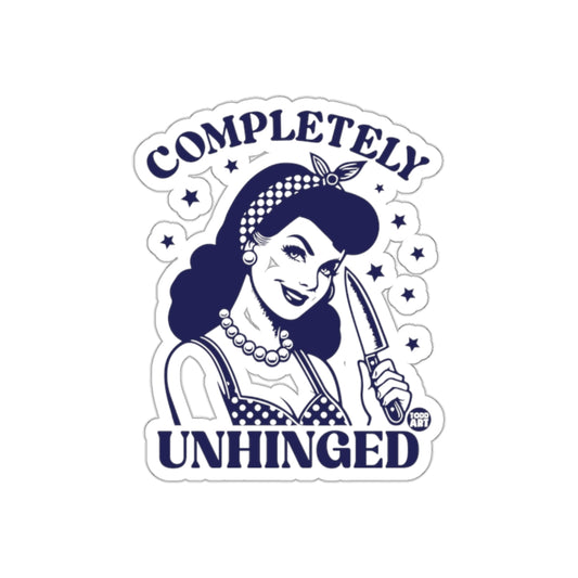 Completely Unhinged Retro Pin-Up Woman with Knife Stickers
