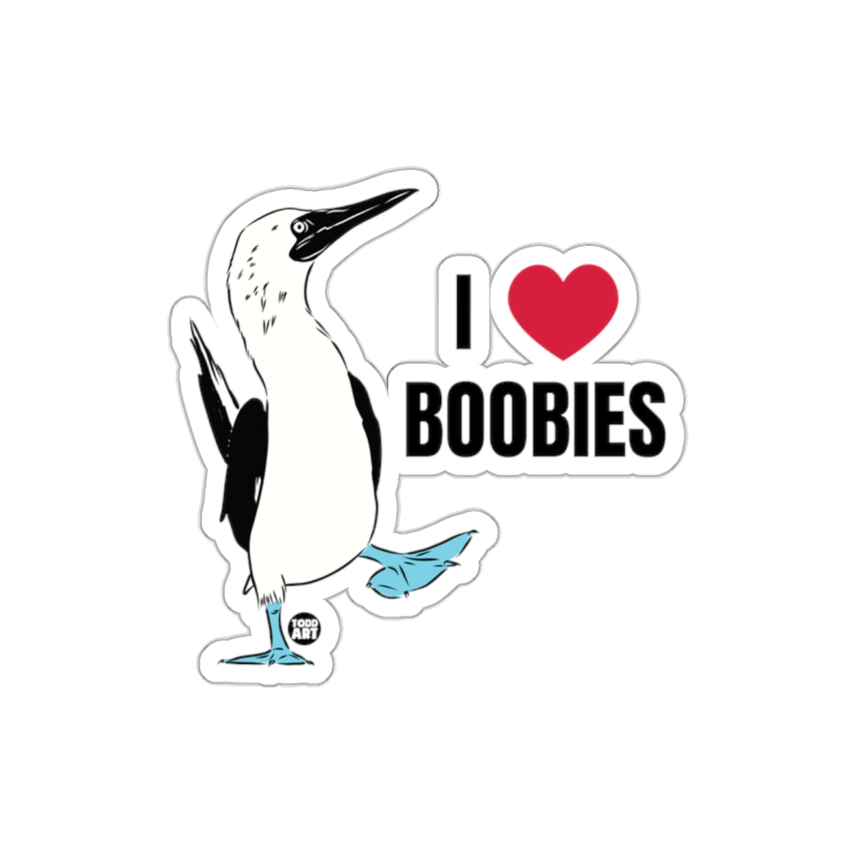 I Love Boobies Blue Footed Booby Novelty Sticker