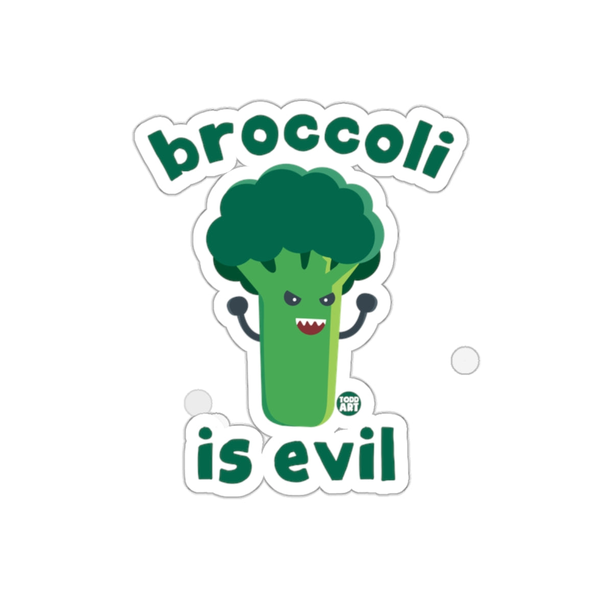 Broccoli is Evil Funny Cartoon Illustration Sticker