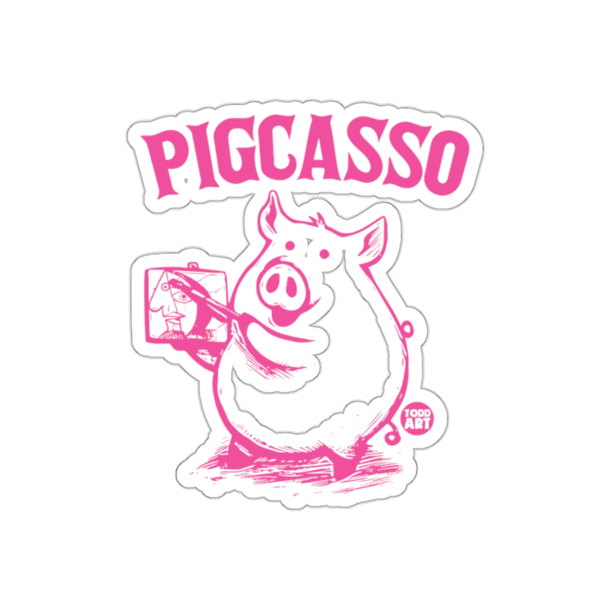 Pigcasso Artist Animal Graphic Painting With Todd Art Stickers