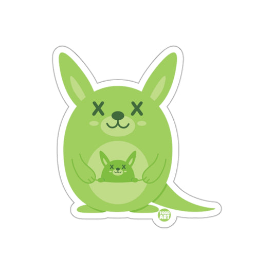 Adorable Green Cartoon Kangaroo with Baby Sticker
