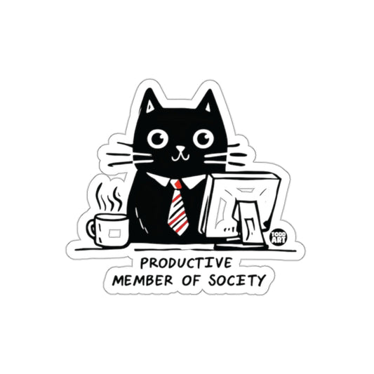 Productive Member of Society Cat Desk Sticker