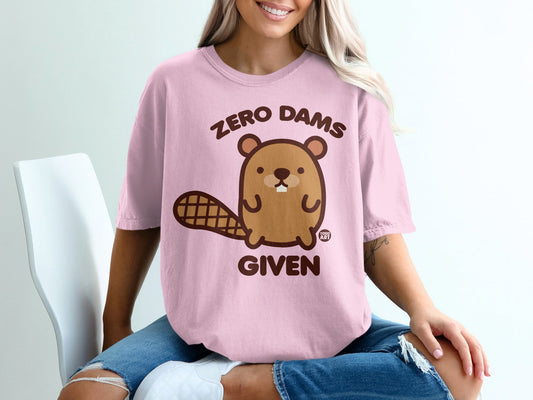 Zero Dams Given Cute Funny Beaver Graphic Tee Shirt