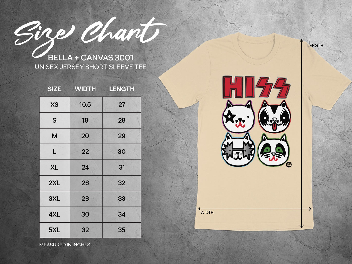 HISS Rock Cats Graphic Bella Canvas Unisex Tee Shirt