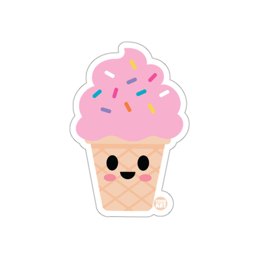 Cute Smiling Ice Cream Cone Sticker with Sprinkles