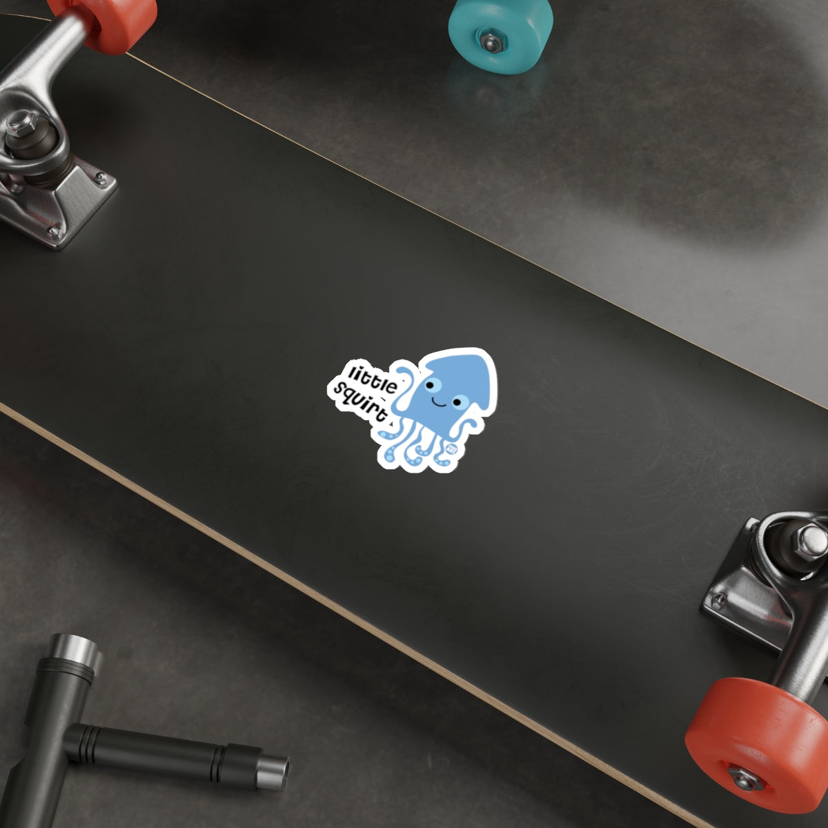 Blue Cartoon Squid Sticker for Skateboards or Laptops
