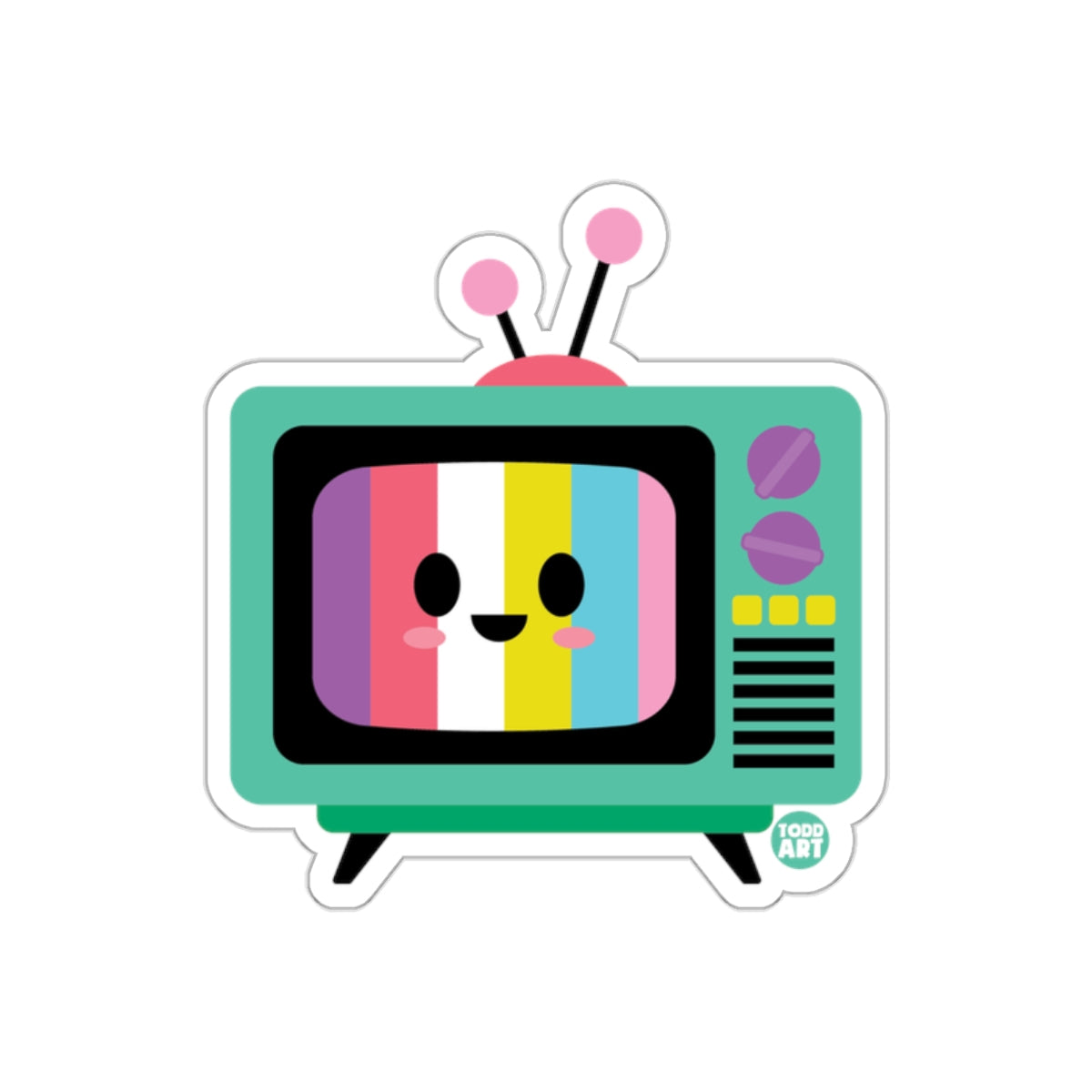Cute Retro TV Colorful Smiling Face Sticker Product
