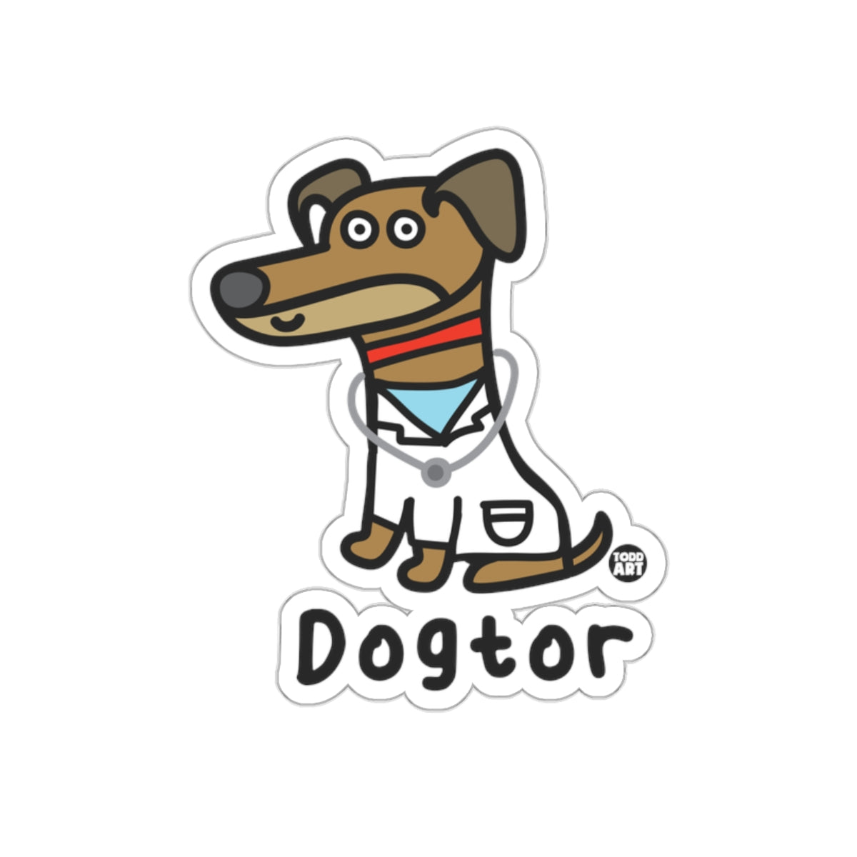 Dogtor Cartoon Dog with Stethoscope Sticker