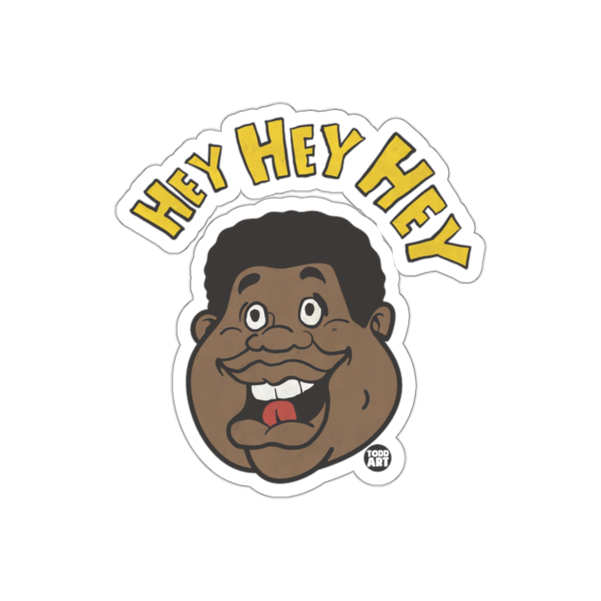 Kid Cartoon Face Above HEY HEY HEY Design Stickers