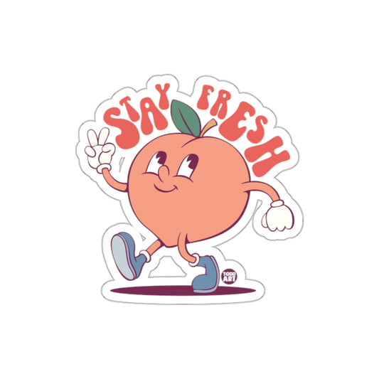 Stay Fresh Peach Cartoon Sticker Fun and Whimsical Design