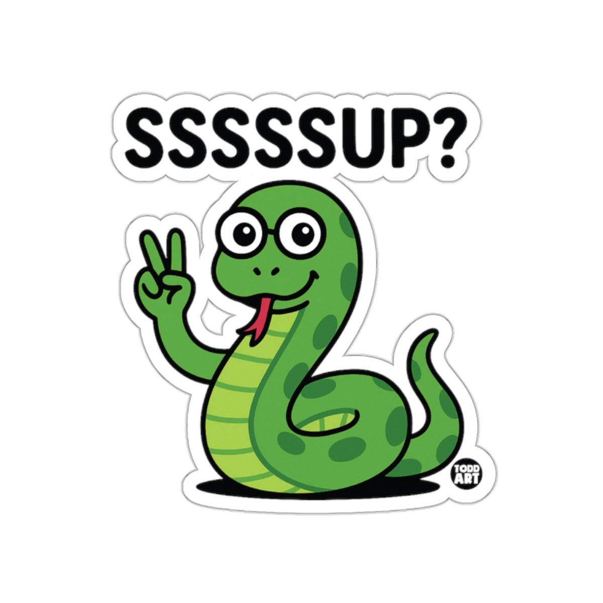 Ssssssup Snake with Peace Sign Funny Cartoon sticker
