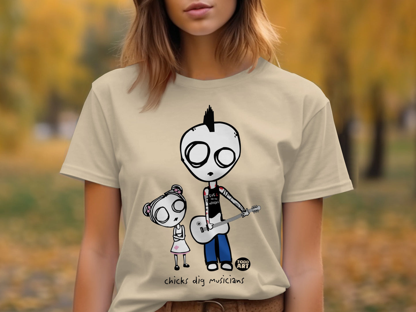Cute Cartoon Characters Chicks Dig Musicians Shirt