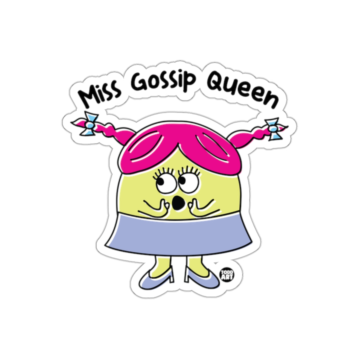 Miss Gossip Queen Cartoon Character Sticker