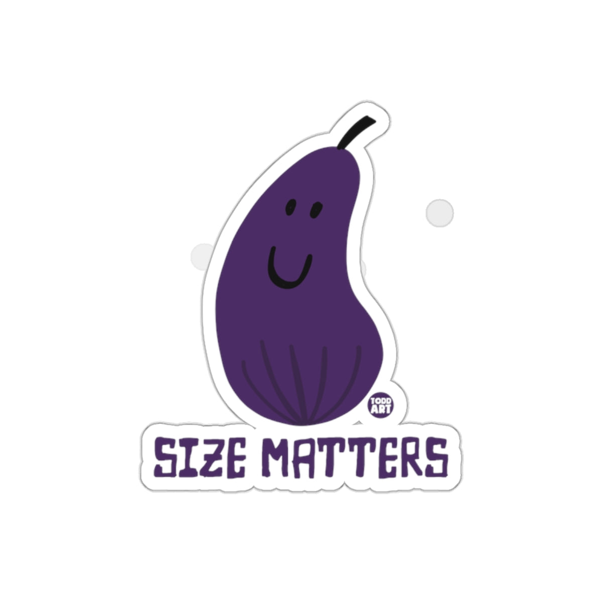 Size Matters Funny Eggplant Graphic Sticker