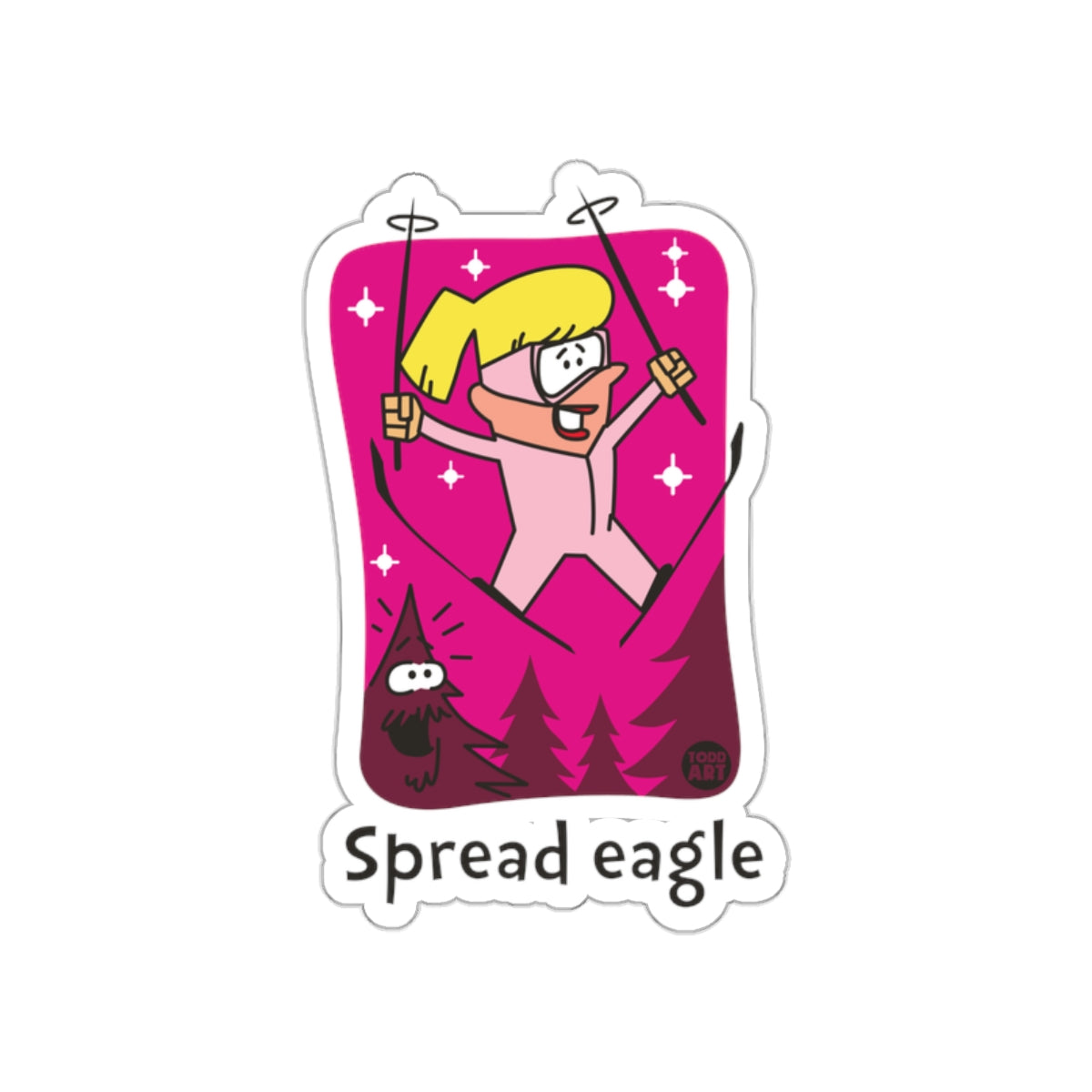 Spread Eagle Skiing Character Art Sticker