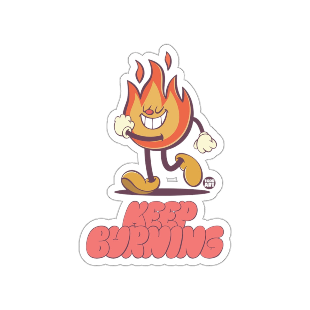 Keep Burning Sticker with Cartoon Fire Character