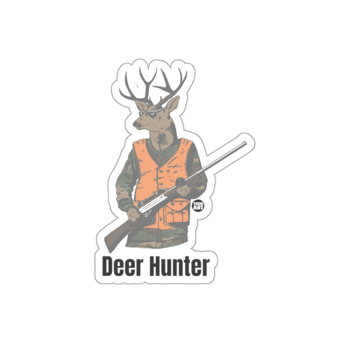 Deer Hunter with Rifle Vinyl Sticker for Hunting Enthusiasts