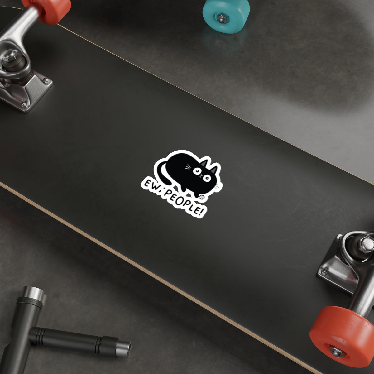 Ew People Black Cat Sticker for Your Skateboard