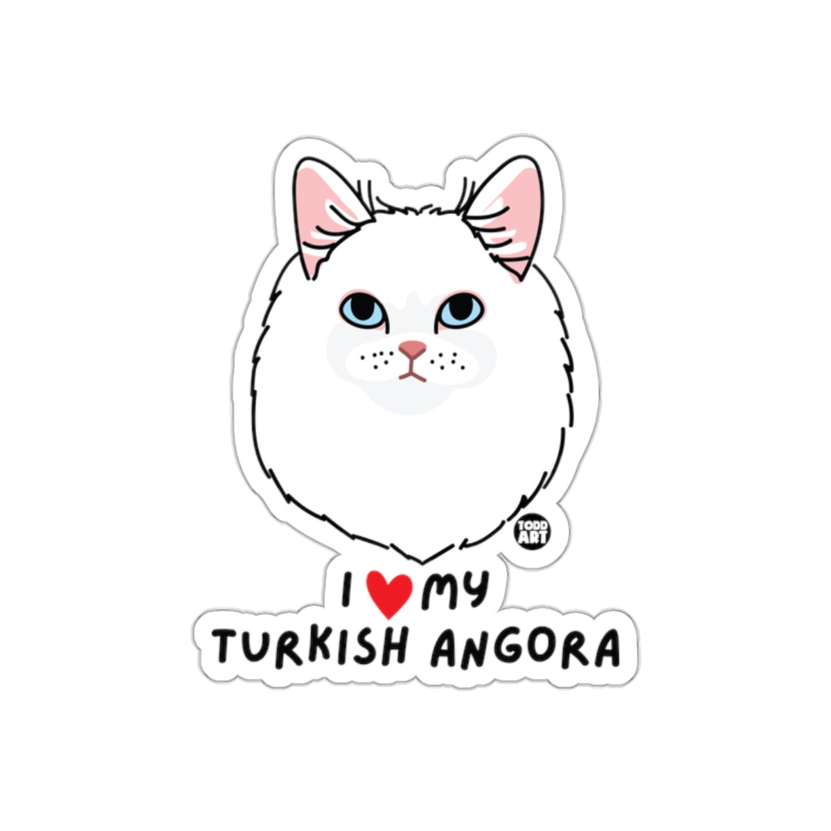 I Heart My Turkish Angora Cute Cat Lover Design Sticker