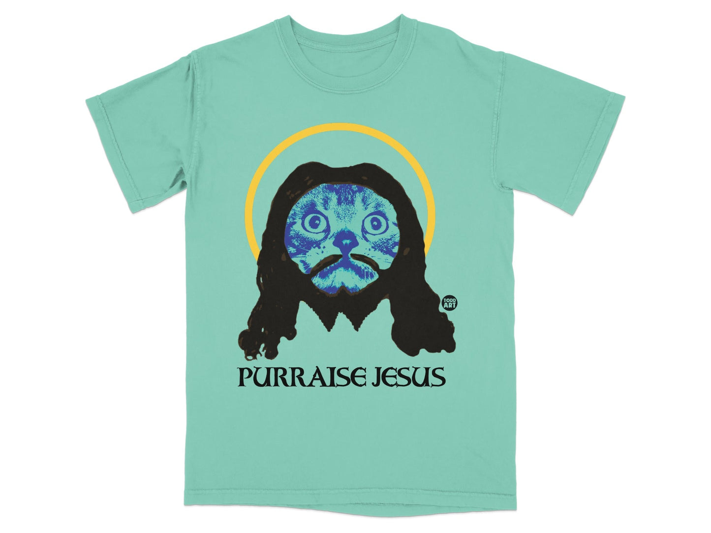 Funny Cat Jesus Purrraise Jesus Graphic T-Shirt