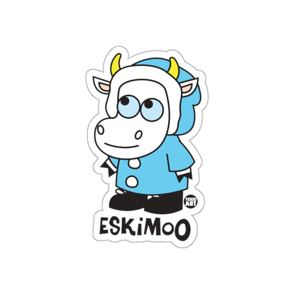 Cute Cartoon Cow with Blue Hoodie Sticker