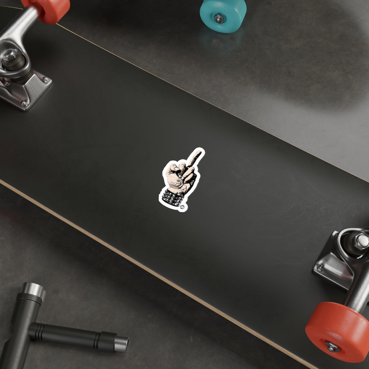 Middle Finger Gesture Bold Sticker Skateboard Decor