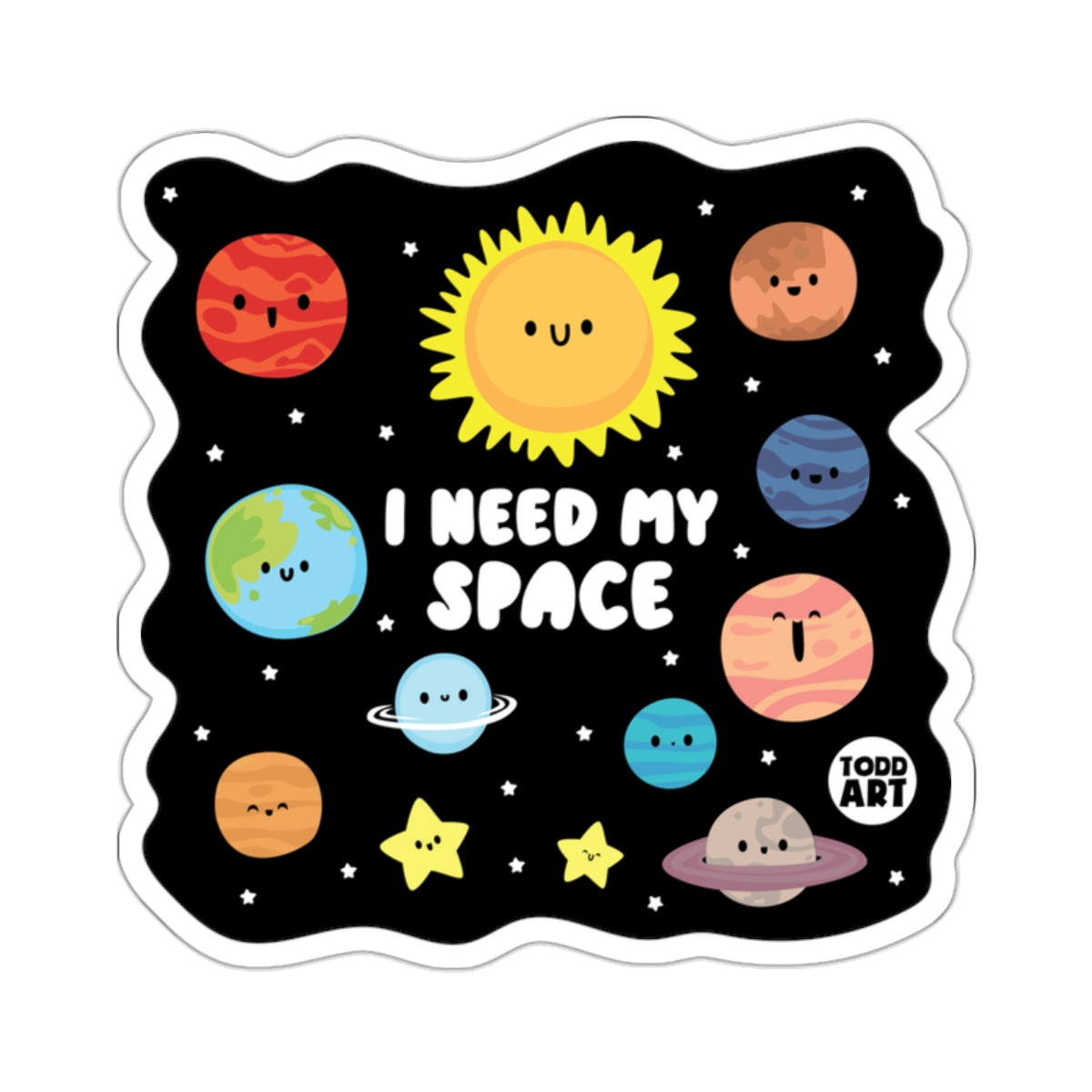 I Need My Space Cute Planets and Stars Sticker