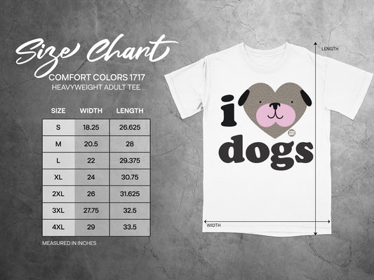I Love Dogs Comfort Colors Heavyweight Adult Tee