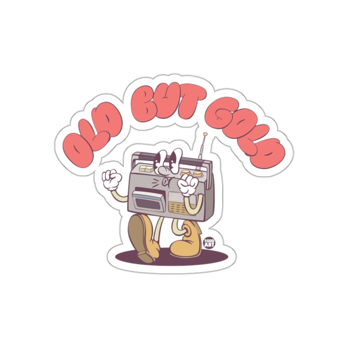 Old but Gold Cartoon Radio Character Design sticker
