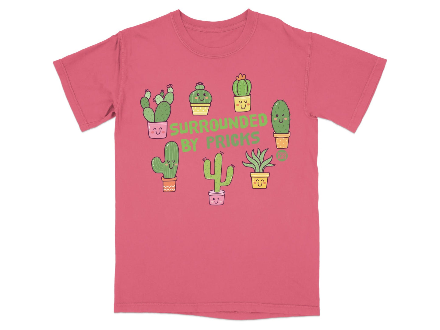 Surrounded By Pricks Cute Cactus Graphic Tee Shirt