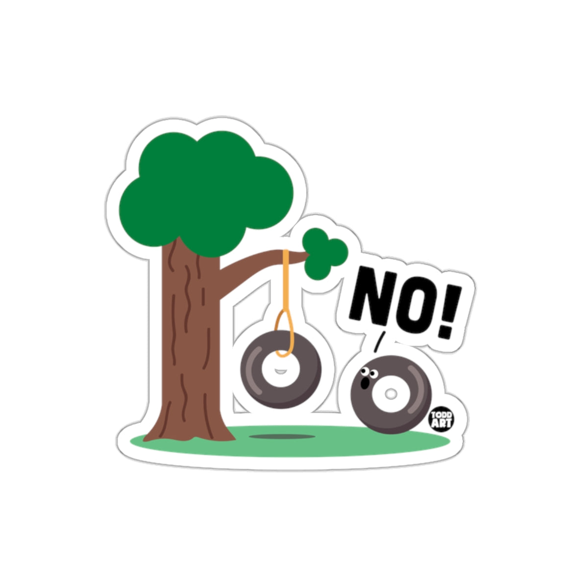 No Tire Swing With Animated Tire Cartoon Scene Stickers