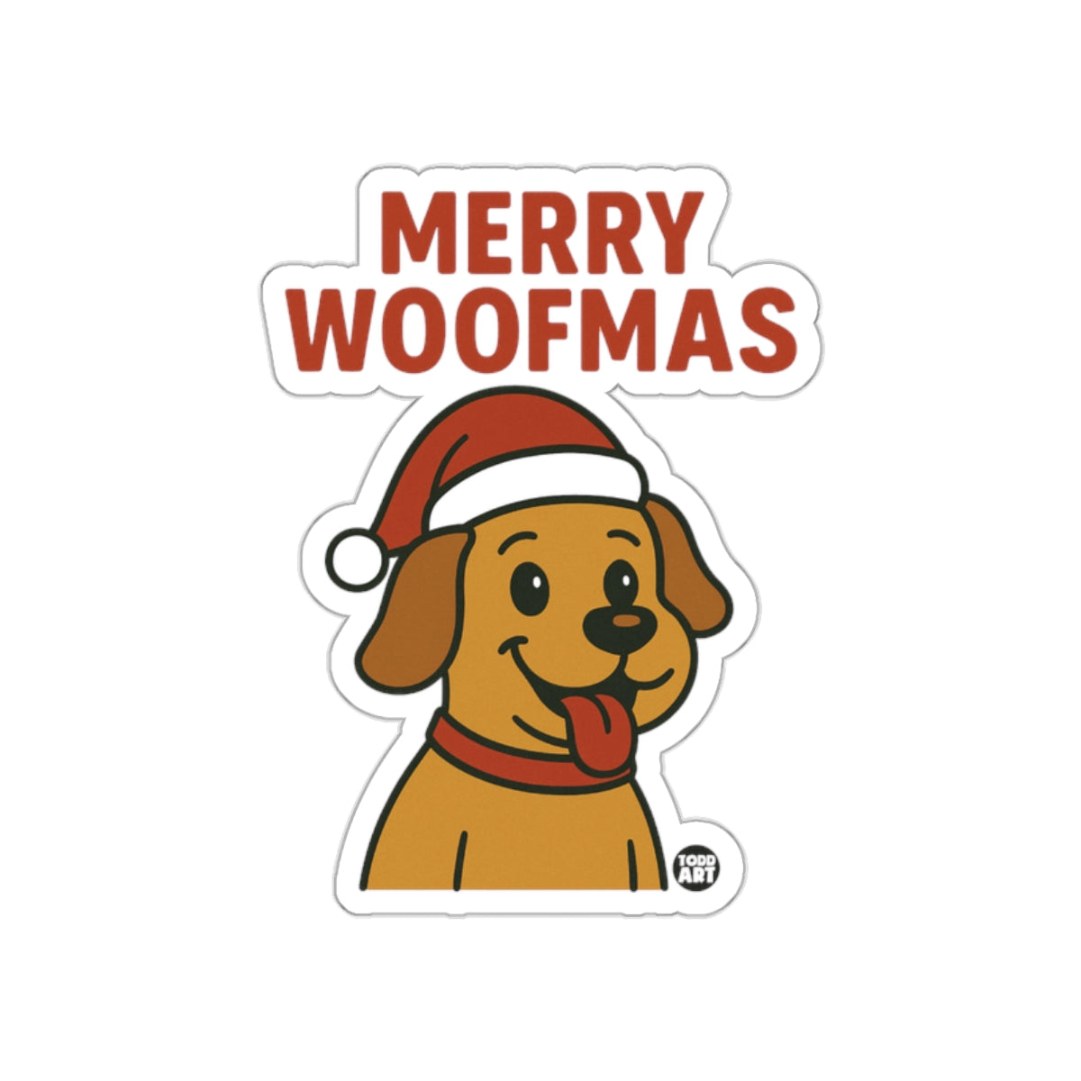 Merry Woofmas Santa Dog Cartoon Sticker Product