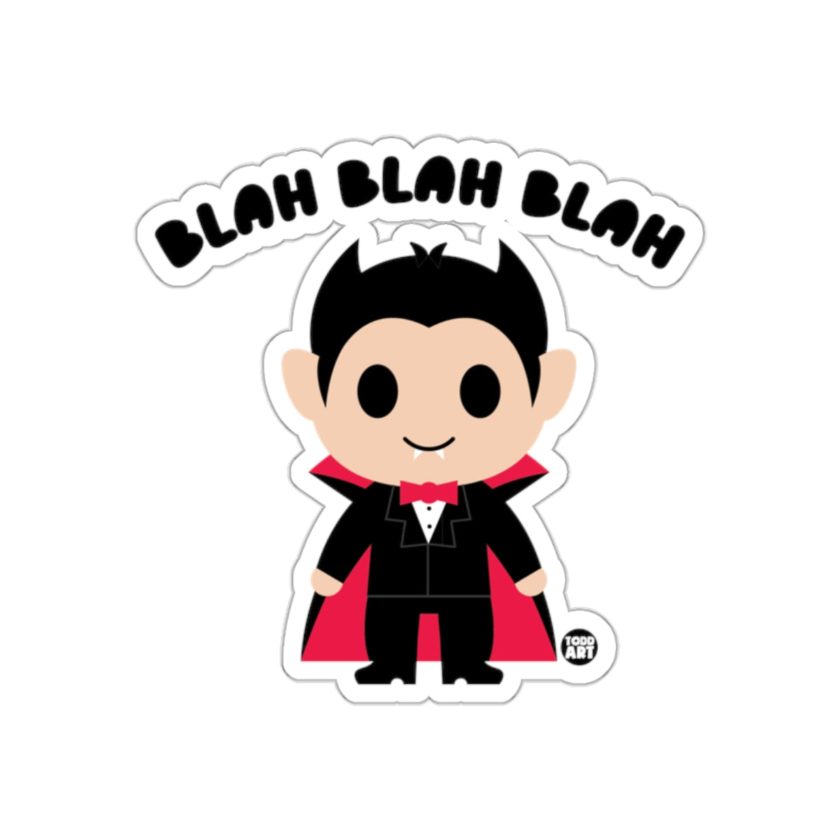 Blah Blah Blah Cute Cartoon Vampire Design Sticker